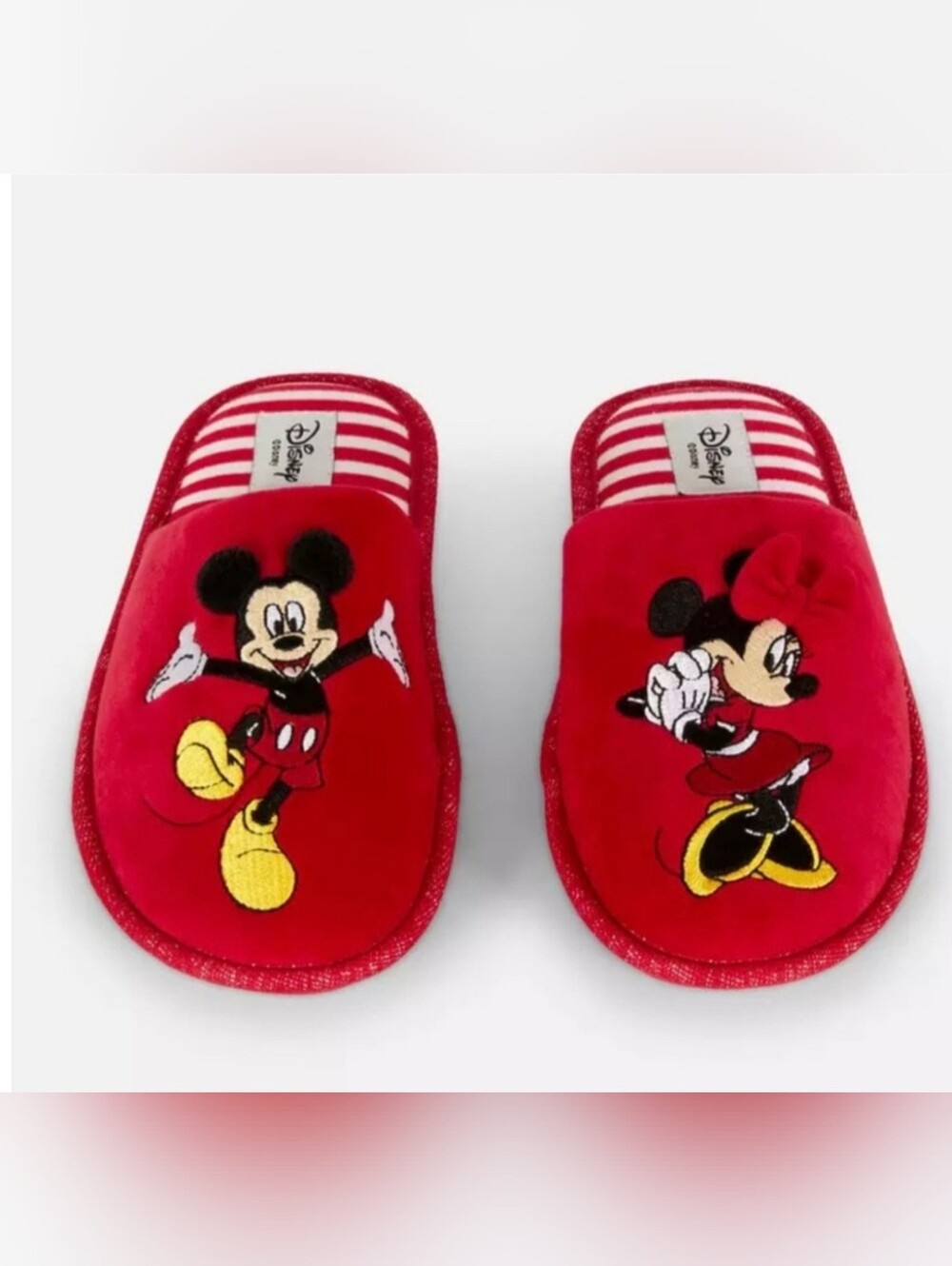 Disney Mickey and Minnie Mouse Cozy Red slippers for Women Size 7 Size 8
